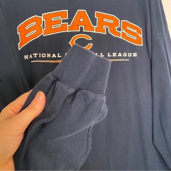 NFL Chicago Bears Navy Blue Orange White Long Sleeve Crewneck Tee Size 3XL - Picture 3 of 8